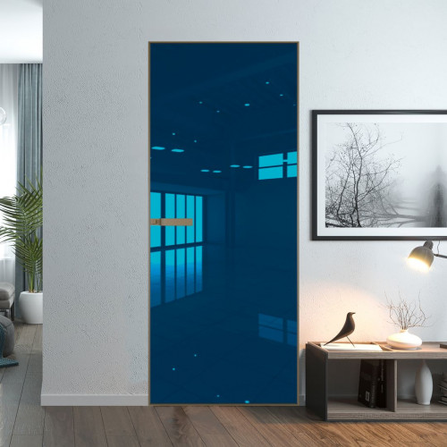 Межкомнатная дверь ProfilDoors 1 AGN стекло Зеркало Blue профиль Шампань короб без наличника
