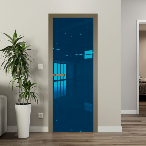 Межкомнатная дверь ProfilDoors 1 AGN стекло Зеркало Blue профиль Шампань короб с наличником