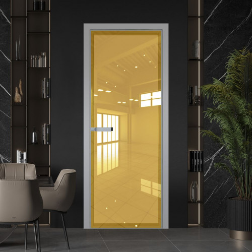 Межкомнатная дверь ProfilDoors 1 AGN стекло Зеркало Gold (Гезелла) профиль Серебро короб с наличником
