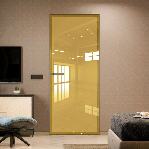 Межкомнатная дверь ProfilDoors 1 AGN стекло Зеркало Gold (Гезелла) профиль Шампань короб без наличника