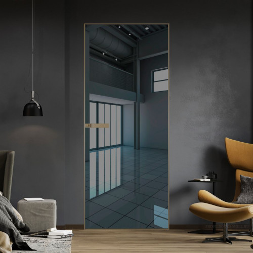 Межкомнатная дверь ProfilDoors 1 AGN стекло Зеркало Grey профиль Шампань короб без наличника