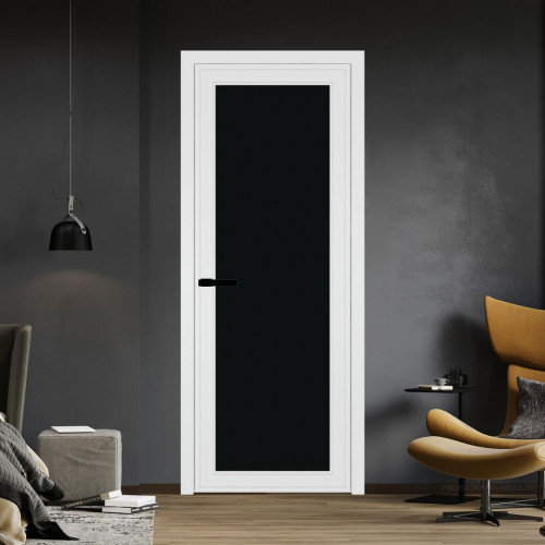 Межкомнатная дверь ProfilDoors 1 AGP Монохром черный триплекс профиль Вайт Без рисунка