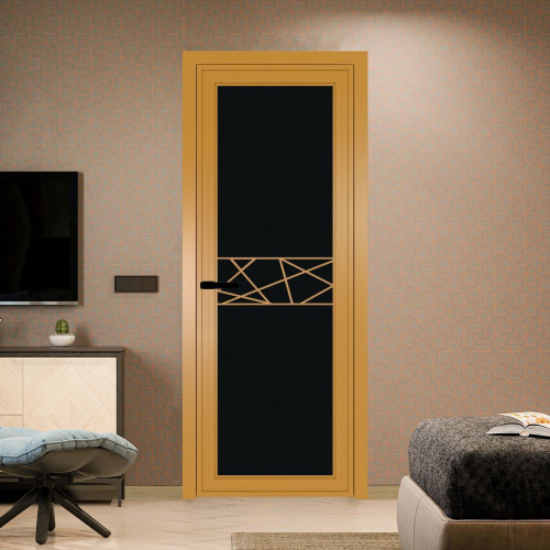 Межкомнатная дверь ProfilDoors 1 AGP Монохром черный триплекс профиль Золото Рисунок 1