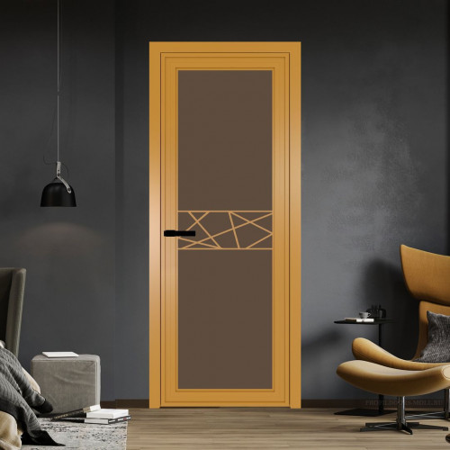 Межкомнатная дверь ProfilDoors 1 AGP Монохром гляссе триплекс профиль Золото Рисунок 1