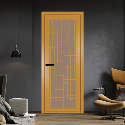 Межкомнатная дверь ProfilDoors 1 AGP Монохром капучино триплекс профиль Золото Рисунок 6