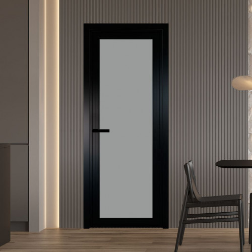 Межкомнатная дверь ProfilDoors 1 AGP Монохром серый триплекс профиль Черный матовый Без рисунка