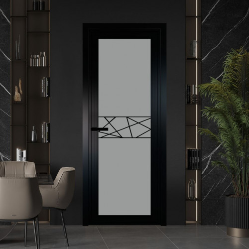 Межкомнатная дверь ProfilDoors 1 AGP Монохром серый триплекс профиль Черный матовый Рисунок 1