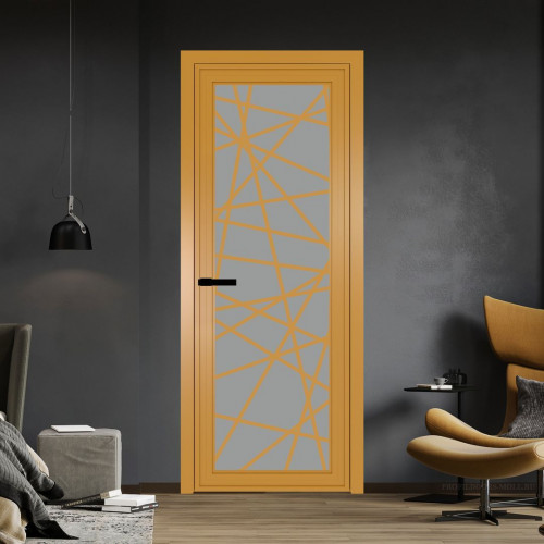 Межкомнатная дверь ProfilDoors 1 AGP Монохром серый триплекс профиль Золото Рисунок 4