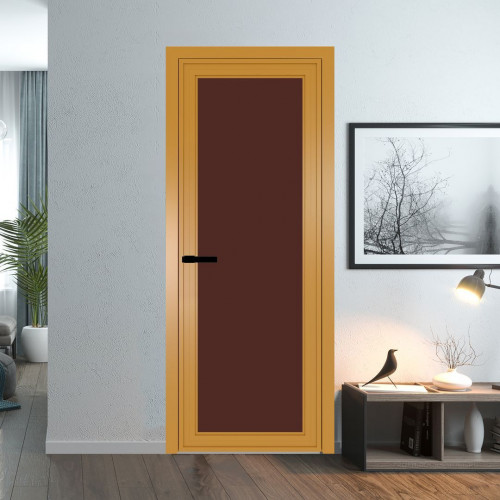 Межкомнатная дверь ProfilDoors 1 AGP Монохром шоколад триплекс профиль Золото Без рисунка