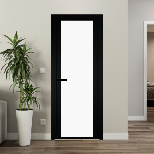 Межкомнатная дверь ProfilDoors 2 AGP Монохром белый просветленный триплекс профиль Черный матовый