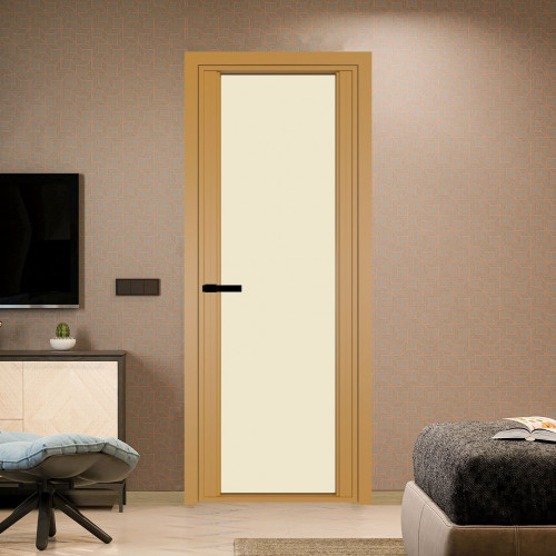 Межкомнатная дверь ProfilDoors 2 AGP Монохром жемчуг триплекс профиль Золото