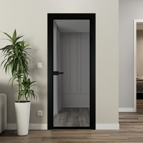 Межкомнатная дверь ProfilDoors 1 AV.O Комфорт серый профиль Черный матовый