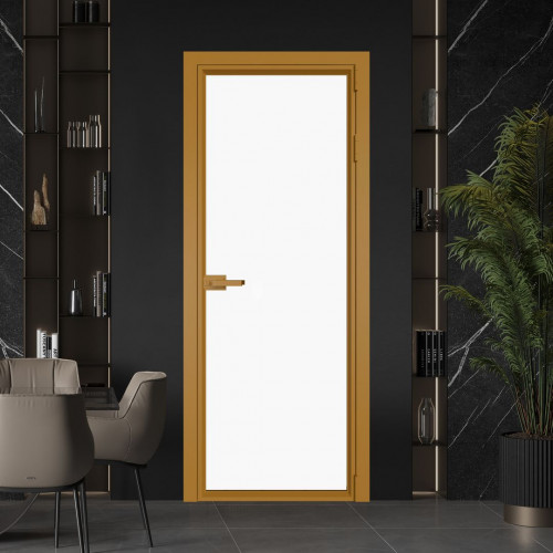 Межкомнатная дверь ProfilDoors 1 AV Монохром белый просветленный триплекс профиль Золото