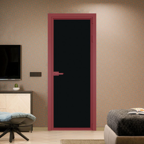 Межкомнатная дверь ProfilDoors 1 AV.O Монохром черный триплекс профиль Красный антрацит
