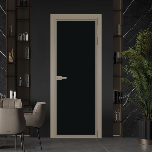 Межкомнатная дверь ProfilDoors 1 AV Монохром черный триплекс профиль Никель матовый