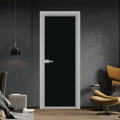 Межкомнатная дверь ProfilDoors 1 AV Монохром черный триплекс профиль Серебро