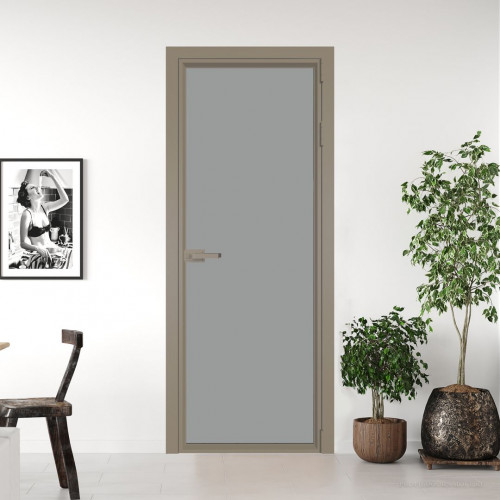 Межкомнатная дверь ProfilDoors 1 AV.O Монохром серый триплекс профиль Никель матовый