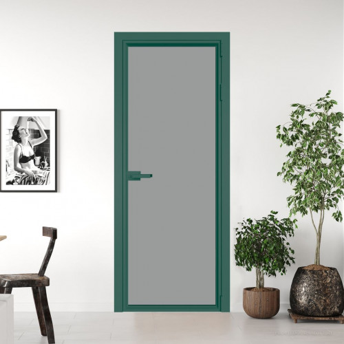 Межкомнатная дверь ProfilDoors 1 AV Монохром серый триплекс профиль Зеленый воск