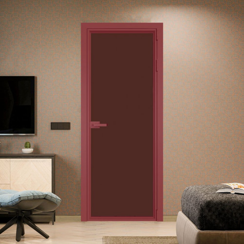 Межкомнатная дверь ProfilDoors 1 AV Монохром шоколад триплекс профиль Красный антрацит