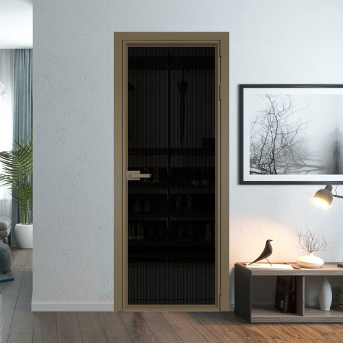 Межкомнатная дверь ProfilDoors 1 AV Мору двухстороннее черное профиль Шампань