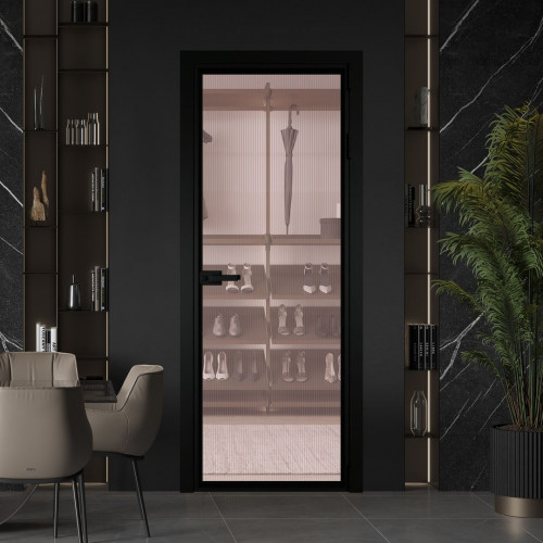Межкомнатная дверь ProfilDoors 1 AV.O Мору розовое профиль Черный матовый