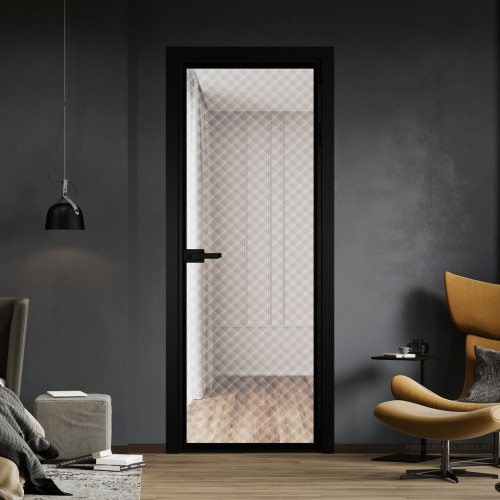 Межкомнатная дверь ProfilDoors 1 AV Ромб белый профиль Черный матовый