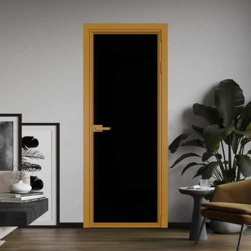 Межкомнатная дверь ProfilDoors 1 AV.O Триплекс черный профиль Золото