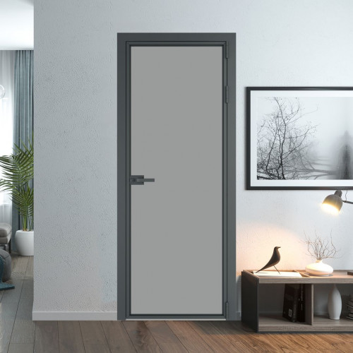 Межкомнатная дверь ProfilDoors 1 AX Монохром серый триплекс профиль Серая ночь