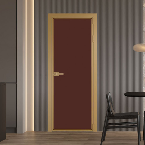 Межкомнатная дверь ProfilDoors 1 AX Монохром шоколад триплекс профиль Золото