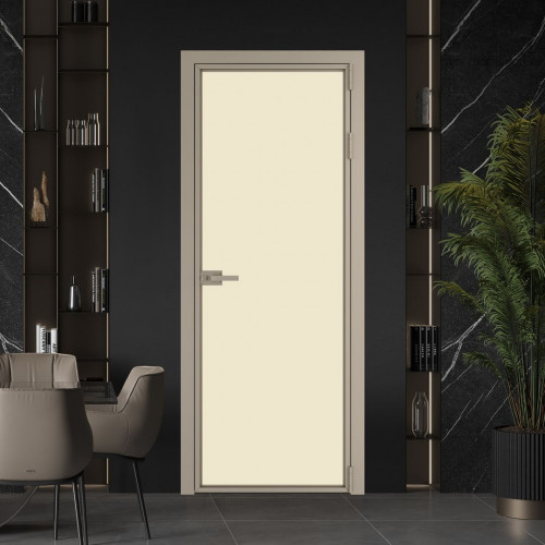 Межкомнатная дверь ProfilDoors 1 AX Монохром жемчуг триплекс профиль Никель матовый
