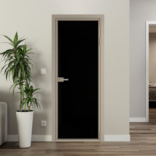 Межкомнатная дверь ProfilDoors 1 AX.O Триплекс черный профиль Никель матовый