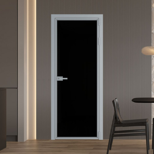Межкомнатная дверь ProfilDoors 1 AX Триплекс черный профиль Серебро