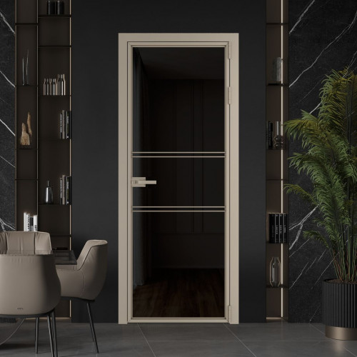 Межкомнатная дверь ProfilDoors 2 AX Черное тонированное профиль Никель матовый