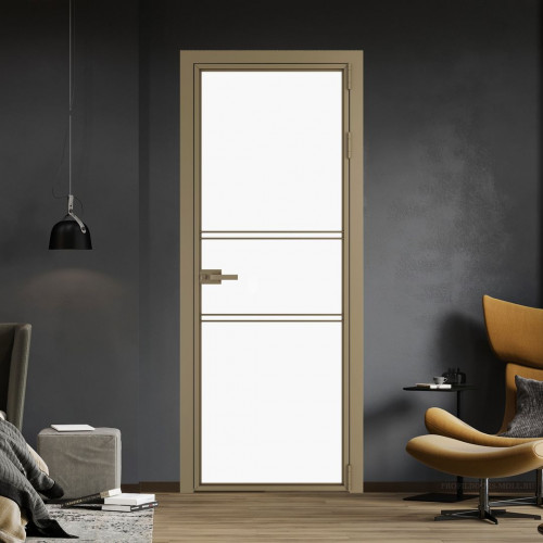 Межкомнатная дверь ProfilDoors 2 AX Монохром белый просветленный триплекс профиль Шампань