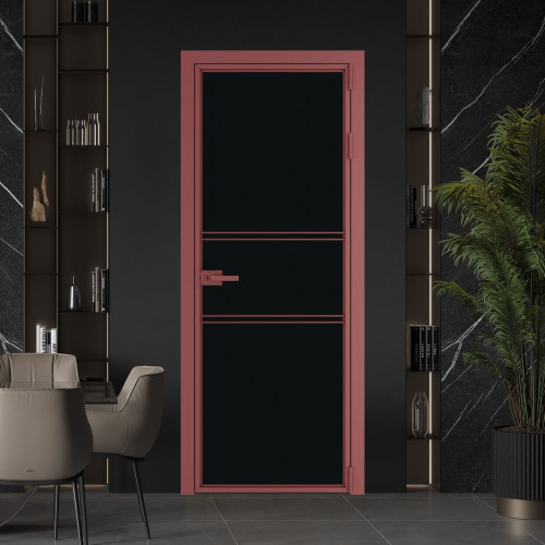 Межкомнатная дверь ProfilDoors 2 AX.O Монохром черный триплекс профиль Красный антрацит