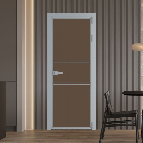 Межкомнатная дверь ProfilDoors 2 AX Монохром гляссе триплекс профиль Серебро