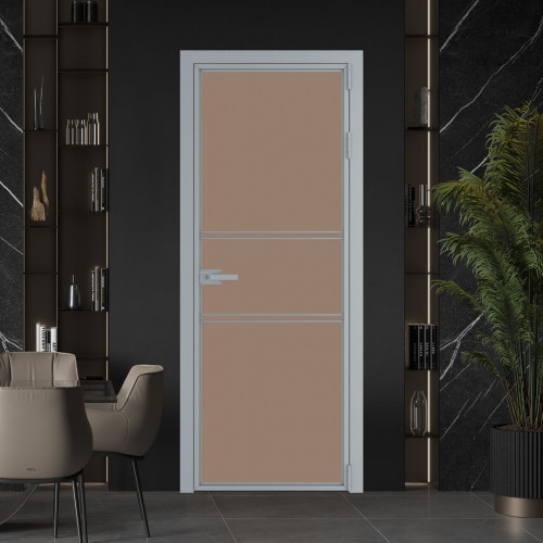 Межкомнатная дверь ProfilDoors 2 AX Монохром капучино триплекс профиль Серебро