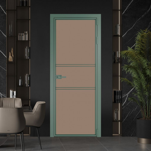 Межкомнатная дверь ProfilDoors 2 AX Монохром капучино триплекс профиль Зеленый воск