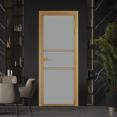 Межкомнатная дверь ProfilDoors 2 AX Монохром серый триплекс профиль Золото