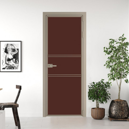 Межкомнатная дверь ProfilDoors 2 AX.O Монохром шоколад триплекс профиль Никель матовый