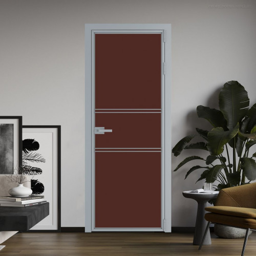 Межкомнатная дверь ProfilDoors 2 AX Монохром шоколад триплекс профиль Серебро