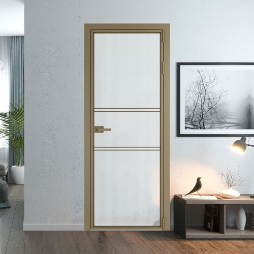 Межкомнатная дверь ProfilDoors 2 AX Мору двухстороннее белое профиль Шампань
