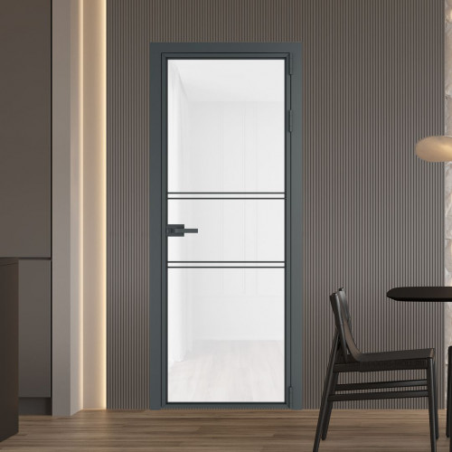 Межкомнатная дверь ProfilDoors 2 AX Триплекс белый профиль Серая ночь
