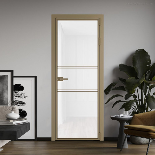 Межкомнатная дверь ProfilDoors 2 AX Триплекс белый профиль Шампань