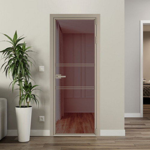 Межкомнатная дверь ProfilDoors 2 AX Золотистая бронза профиль Никель матовый