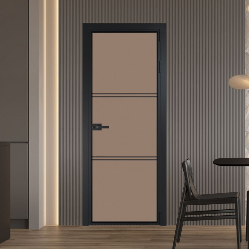 Межкомнатная дверь ProfilDoors 3 AX.O Монохром капучино триплекс профиль Черный матовый