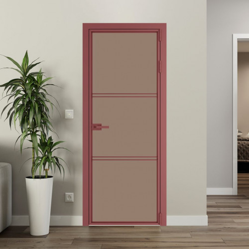 Межкомнатная дверь ProfilDoors 3 AX.O Монохром капучино триплекс профиль Красный антрацит