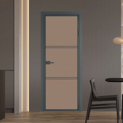 Межкомнатная дверь ProfilDoors 3 AX Монохром капучино триплекс профиль Серая ночь