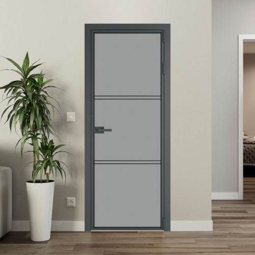 Межкомнатная дверь ProfilDoors 3 AX Монохром серый триплекс профиль Серая ночь