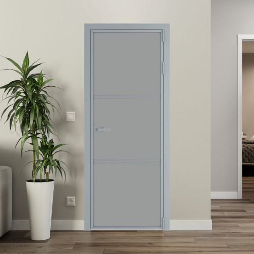 Межкомнатная дверь ProfilDoors 3 AX Монохром серый триплекс профиль Серебро